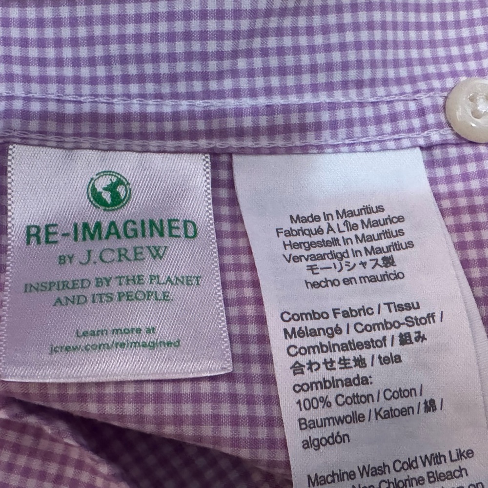 J.Crew Men’s 100’s 2-Ply Yarns Micro Gingham Shirt – Slim Untucked Fit, Size M - Picture 5 of 6